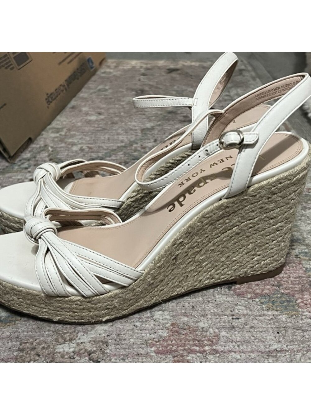 Kate Spade Tessa Espadrille Wedges Cream Ivory Tan Size 9B